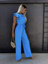 Eleganter Overall mit Schmetterlingsärmeln und ausgestellten Beinen