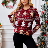 Pull de Noël Femme – Pull Hiver avec Motif Pain d’Épices & Sapin de Noël