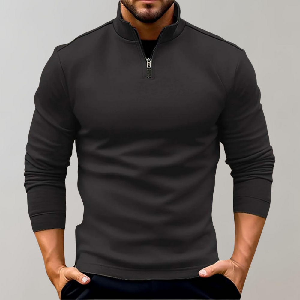 Pull Chaud Homme avec Fermeture Éclair et Col Bas