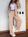 Elegantes Damen-Trainingsanzug-Set mit Blazer und Streifenmuster