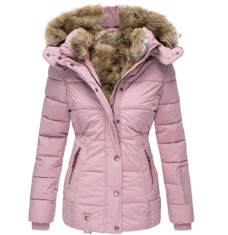 Damen-Wintermantel – Taillierter Parka mit abnehmbarer Kapuze