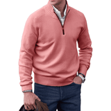 Luxury men's pullover with quarter zip and stand-up collar – elegant and comfortable