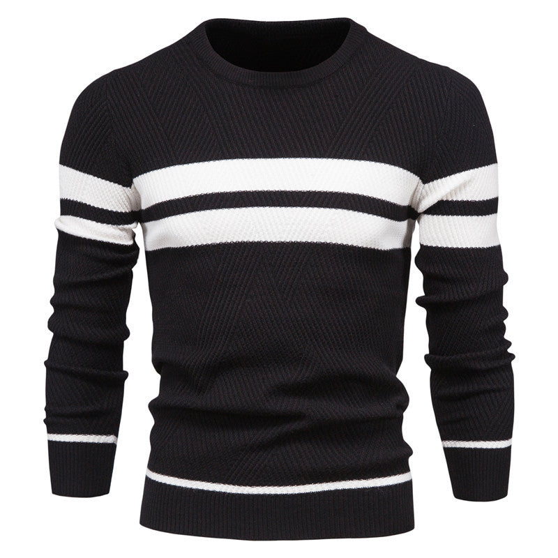 Men's striped sweater – Modern round neck knit sweater