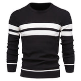 Men's striped sweater – Modern round neck knit sweater