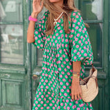 Robe longue verte pour femme – Maxi robe d'été en tissu léger