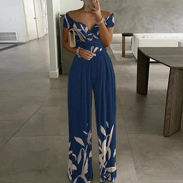 Maxikleid mit Print, schulterfrei, V-Ausschnitt