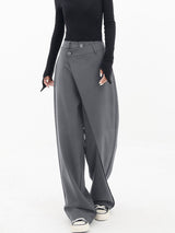 Damenhose Baggy Asymmetrisch mit Doppelknopfleiste