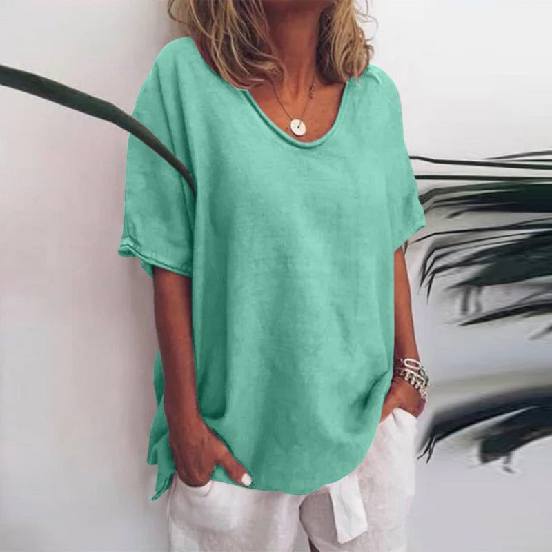 Blouse Confortable et Aérée à Col V pour Femmes