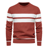 Men's striped sweater – Modern round neck knit sweater