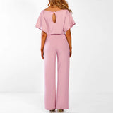 Eleganter Overall mit ausgestellten Beinen und geschnürter Taille