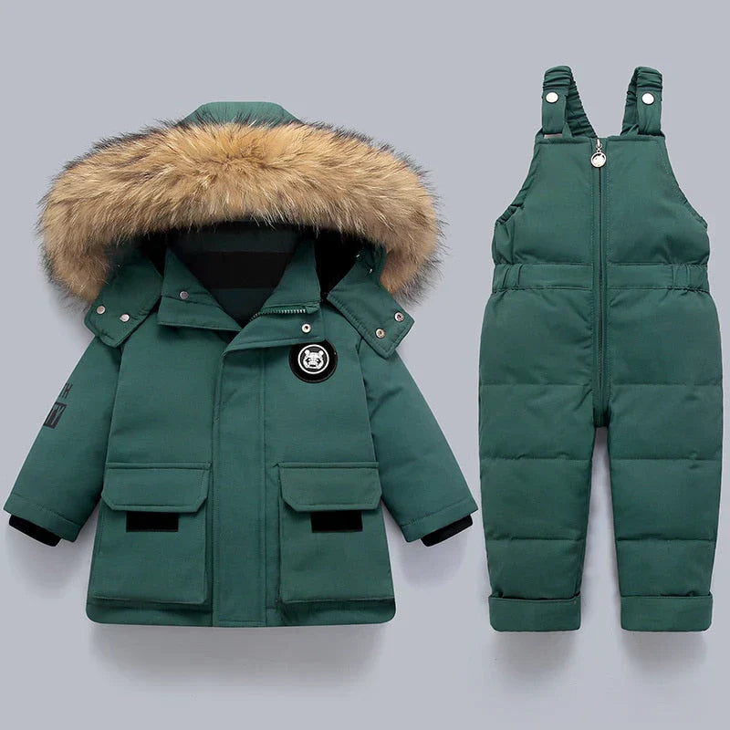 Kinder-Winterset – Warme Jacke mit Hose und Kapuze