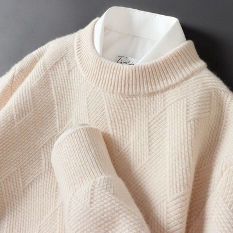 Herrenpullover uni – Weicher Strickpullover mit dezentem Muster