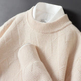 Herrenpullover uni – Weicher Strickpullover mit dezentem Muster