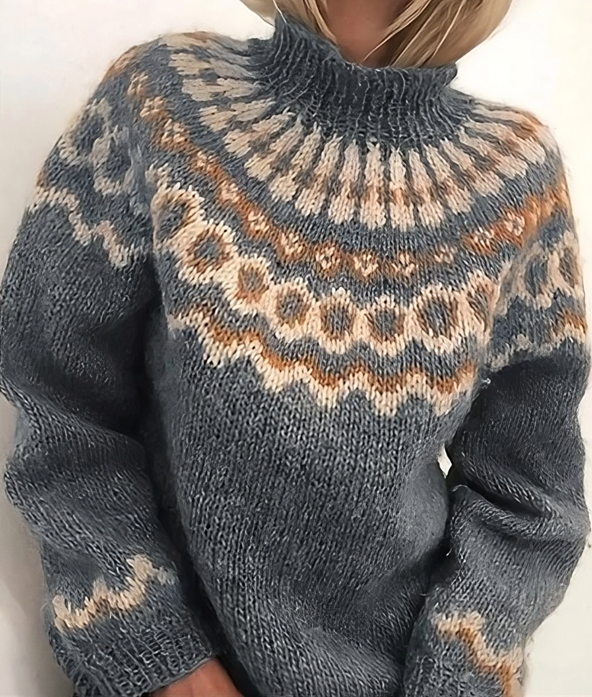 Pull Col Roulé Femme Confortable en Laine Islandaise