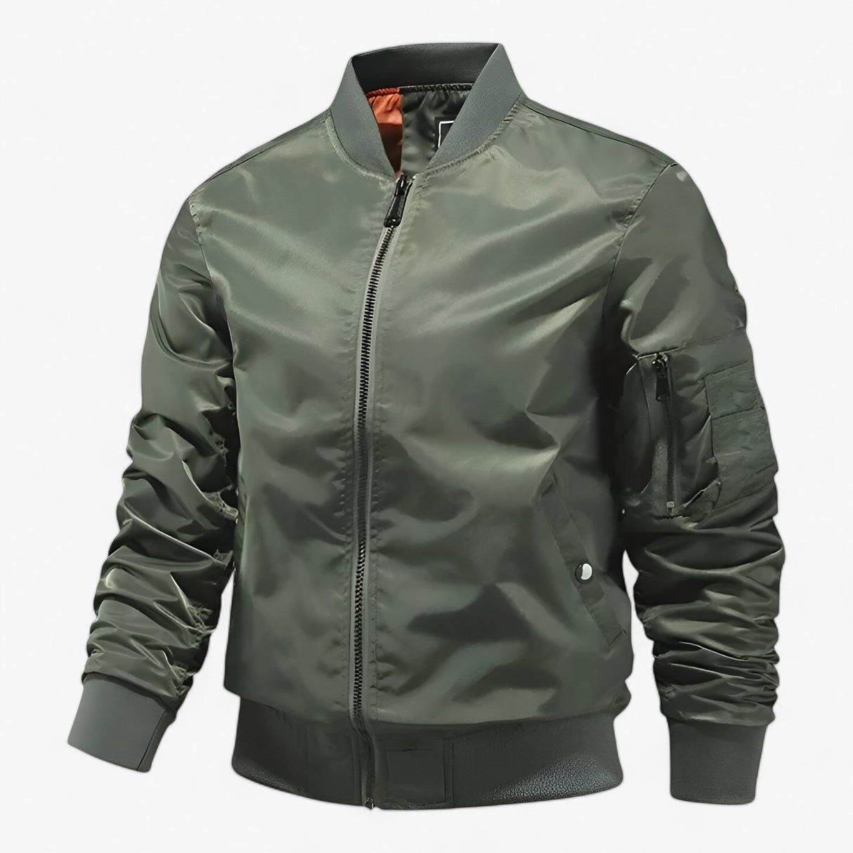 Herren Bomberjacke – Elegante glänzende Jacke mit Reißverschluss und Taschen