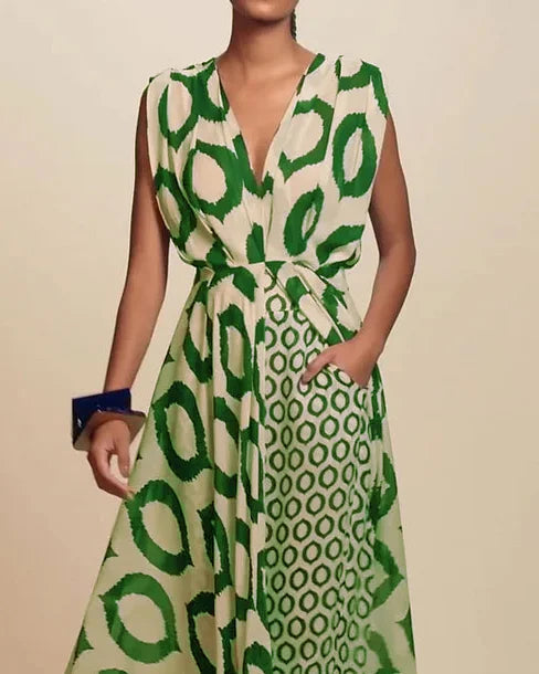 Zweiteiliges ärmelloses Set mit Print und hoher Taille