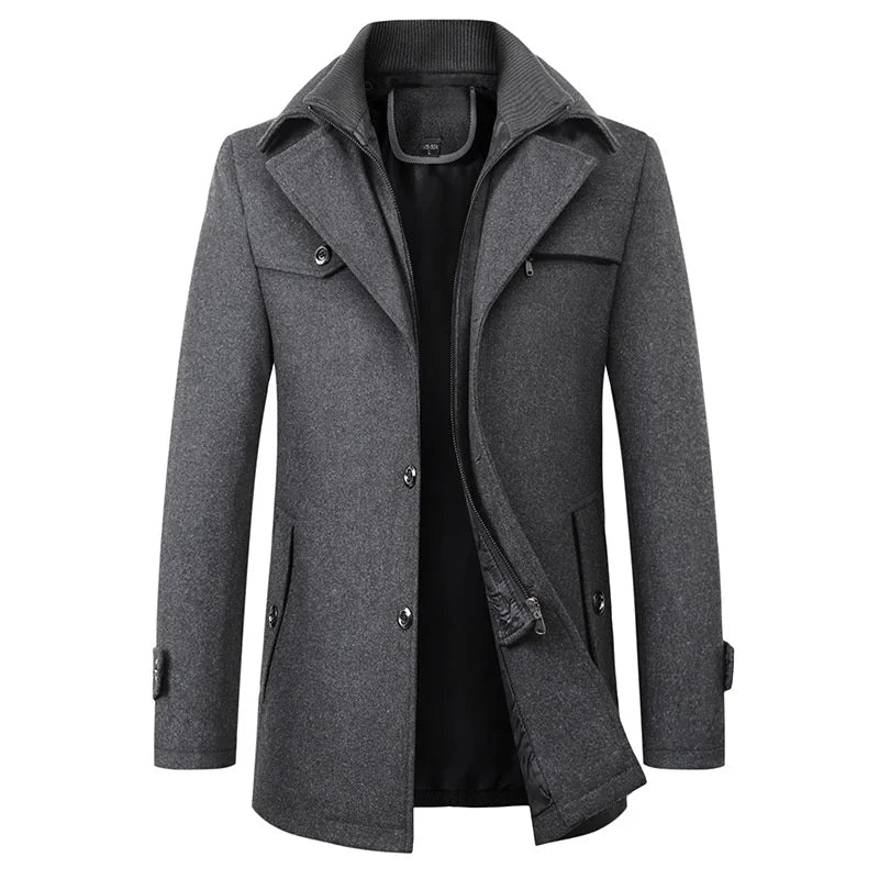 Gepolsterte Herren-Winterjacke – Warmer Mantel mit Stehkragen und Futter