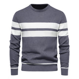 Men's striped sweater – Modern round neck knit sweater