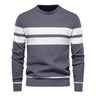 Men's striped sweater – Modern round neck knit sweater