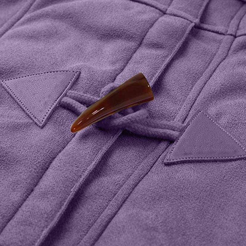 Damen-Wintermantel – Warme Sherpa-Jacke mit Kapuze und Knebelverschluss