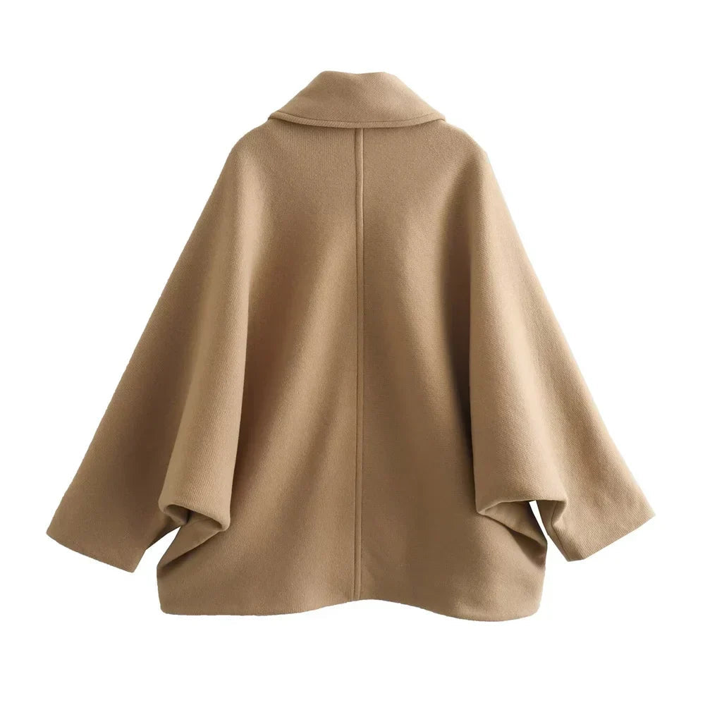 Cape for Women – Elegant Oversized Coat with Classic Buttons