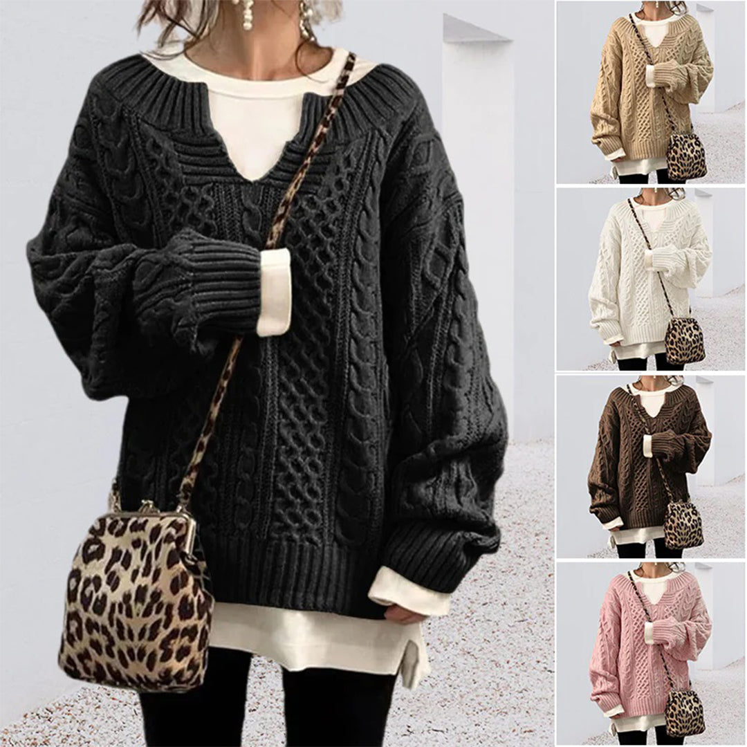 Pull Tricoté Oversize à Col Rond