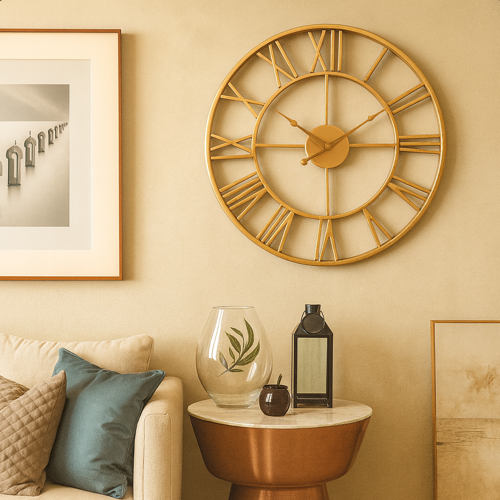 Industrielle Wanduhr mit römischen Zahlen – moderner Retro-Stil