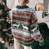 Weihnachts-Pullover Damen – Warmer Strickpullover mit Wintermotiv