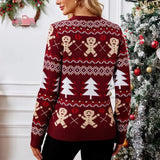 Weihnachts-Pullover Damen – Winterpullover mit Lebkuchen- & Weihnachtsbaum-Motiv