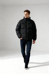 Gepolsterte Herren-Winterjacke – Warmer Mantel mit Stehkragen und Futter