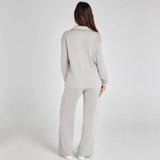 Damen-Loungewear-Set – Bequemes zweiteiliges Set mit V-Ausschnitt