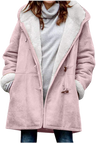 Damen-Wintermantel – Warme Sherpa-Jacke mit Kapuze und Knebelverschluss