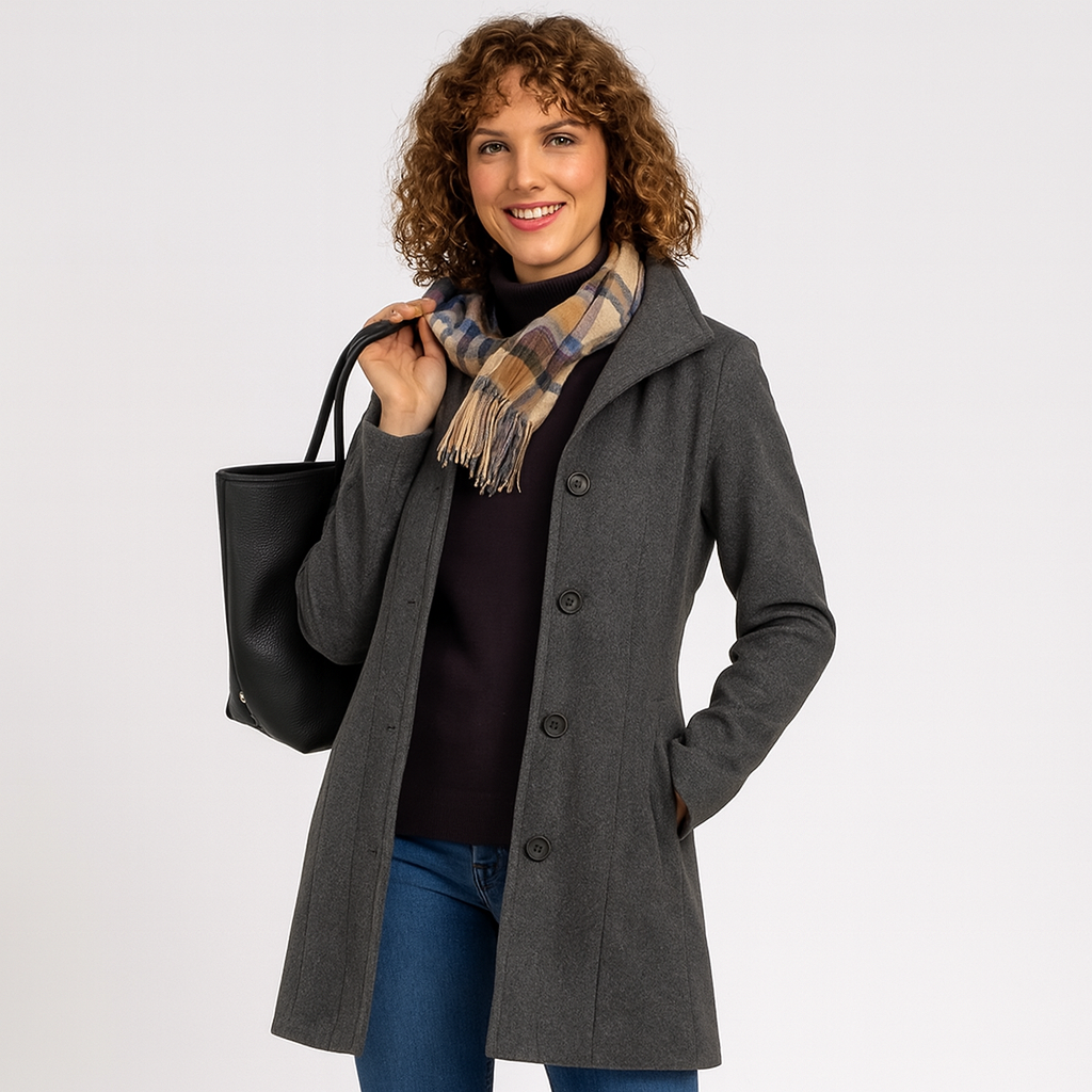 Damen langer Mantel – klassisch, elegant & bequem