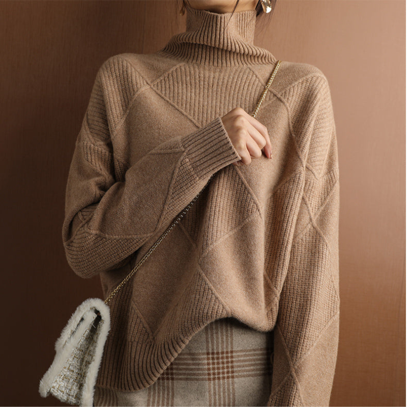 Damen Rollkragenpullover Luxus – Weich, Warm und Elegant mit hohem Kragen