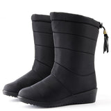 Bottes d’hiver femme doublées – Bottes chaudes antidérapantes avec cordon de serrage