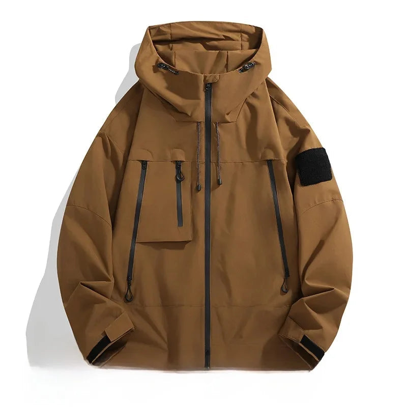 Softshell-Jacke Herren – Wasserdichte Außenjacke mit Kapuze und Reißverschlusstaschen