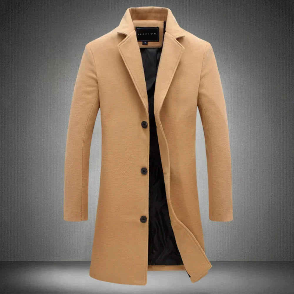 Herren langer Wintermantel wasserdicht – zeitloses Design mit Knöpfen