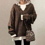 Pull Tricoté Oversize à Col Rond