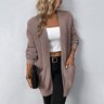 Long cardigan femme avec col en V et poches, idéal pour l'automne et l'hiver