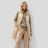 Langer Ärmelloser Damenweste Stepp – Elegantes Winterdesign