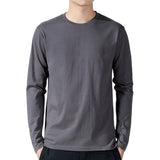 T-shirt à manches longues pour hommes en coton respirant avec col rond