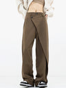 Damenhose Baggy Asymmetrisch mit Doppelknopfleiste