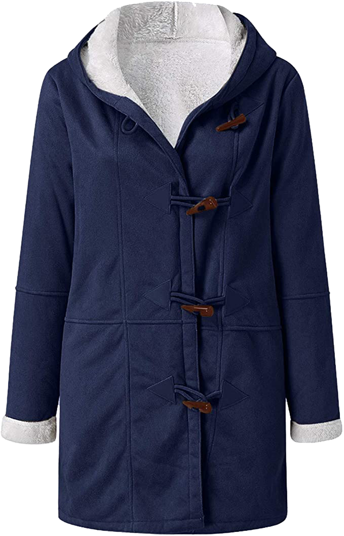 Damen-Wintermantel – Warme Sherpa-Jacke mit Kapuze und Knebelverschluss
