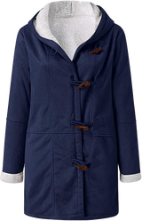 Damen-Wintermantel – Warme Sherpa-Jacke mit Kapuze und Knebelverschluss
