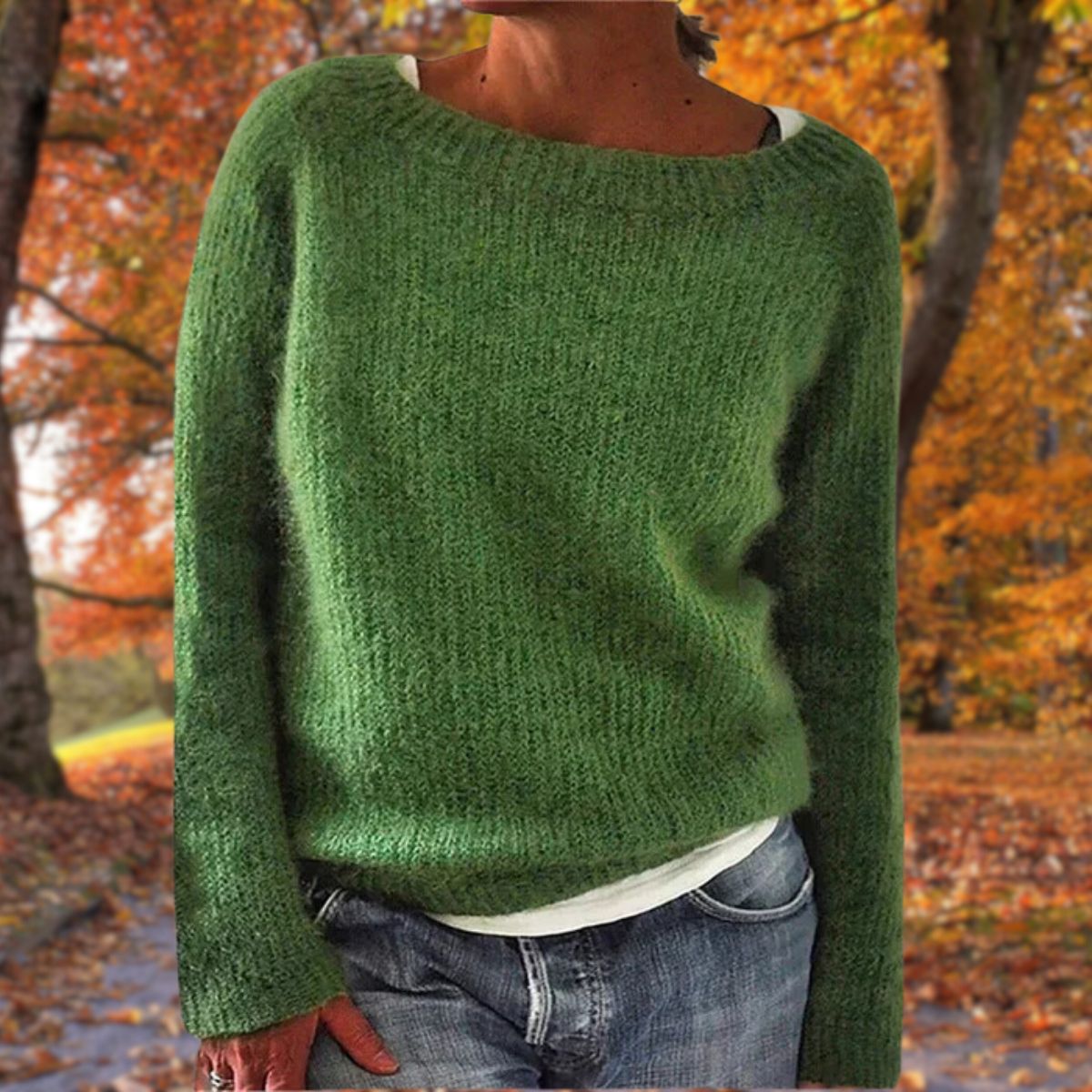 Weicher Herbstpullover aus Strick für Damen – Bequeme Weite Passform