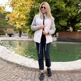 Steppjacke mit Strickärmeln und hohem Kragen