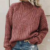 Damenpullover mit Stehkragen und elegantem Muster