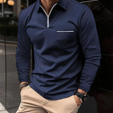 Herren Polo Langarm mit Reißverschluss - Elegant und Bequem