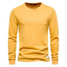 T-shirt à manches longues pour hommes en coton respirant avec col rond