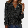 Top Pailleté Femme avec Sequins et Col en V